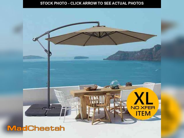 Lot 74-12558812 - Sonkuki 10 ft. Round Outdoor Patio Cantilever Offset Umbrellas in Taupe - UNUSED