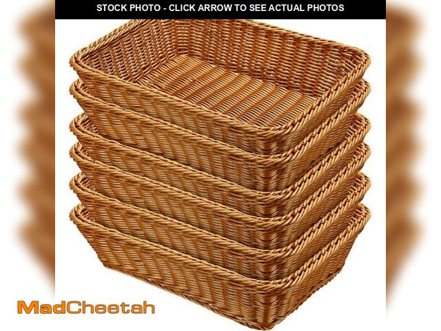 Lot 74-13563896 - Eccliy 6 Pack Wicker Bread Baskets 15.8 Inch Woven Serving Basket for Gifts, Poly Wicker Storage Rec...