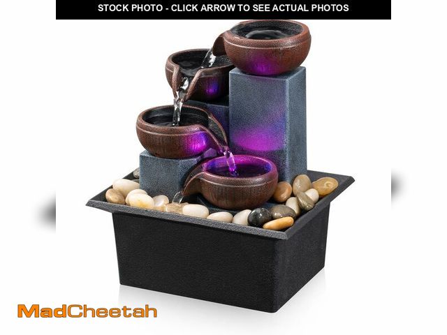 Lot 74-12607994 - Tabletop Fountain 4 Level Small Waterfall Fountain Indoor Relaxing Water Feature Meditation Fountain...