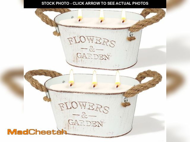 Lot 74-14058020 - Citronella Candles Outdoor, 2 Packs Large Citronella Candles for Garden, 3-Wick Natural Soy Wax Lemo...