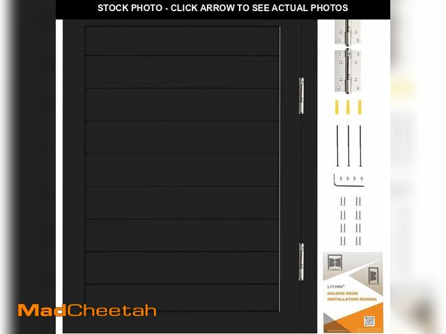 Lot 74-12899233 - (CRACKED )Saloon Swinging Doors 30/32/36 Inch Wide, Black Heavy Duty Swinging Half Door with Hinges ...