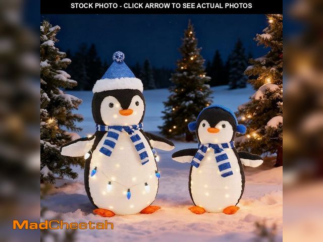 Lot 74-13709502 - DUMOS 2-Piece Lighted Penguin Family Outdoor Christmas Decoration, Pop up Holiday Decor with 150 LED...