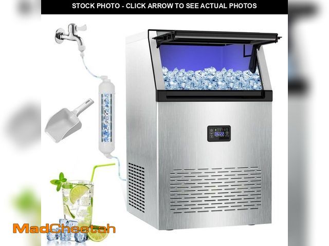 Lot 74-14182622 - SKNKOY 16.15 in. 200lb. /24H Full Ice Sizes Commercial Freestanding Ice Maker, Half Size Cubes, Stai...