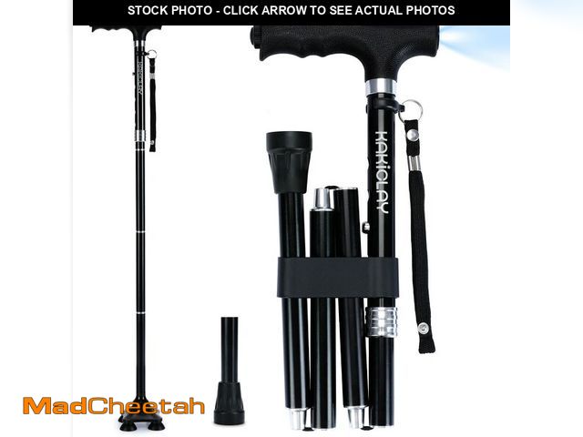 Lot 74-14335894 - KAKICLAY Folding Walking Cane with LED Light for Women &amp; Men - Foldable, Adjustable, Collapsible...