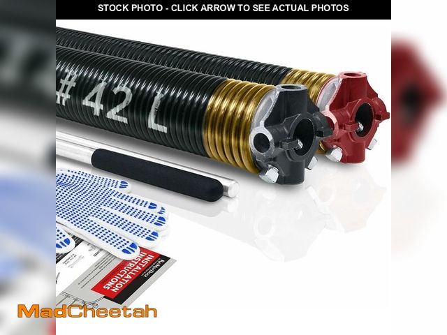 Lot 74-14250864 - KaiMinDogz Pair of 2" Garage Door Torsion Springs Set with Non-Slip Winding Bar &amp; Gloves,High Pr...