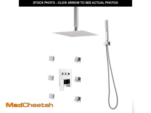 Lot 74-12914319 - *SEE PICS FOR COLOR* SKYSHALO Shower Faucet Set, 10 in. Ceiling Mount Rainfall Shower System with 6 ...