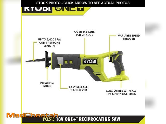 Lot 74-12791935 - RYOBI ONE+ 18V Cordless Reciprocating Saw (Tool Only NO BLADE) - UNUSED