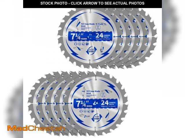 Lot 74-12312304 - Revvstark 10 Pack 7-1/4 Inch 24T Circular Saw Blade, Saw Blade Arbor Size 5/8-inch, TCT ATB for Cutt...