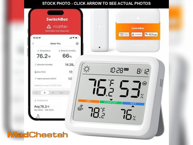 Lot 74-11557320 - SwitchBot WiFi Indoor Outdoor Thermometer Meter Pro Pack with Outdoor Meter and Hub Mini (Matter Ena...