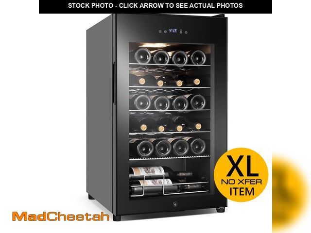 Lot 74-14558915 - Hooure 17 in. Wine Cooler 24-Bottle Freestanding Wine Cooler Fridge with Lock and Temperature Memory...