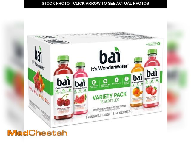 Lot 74-14608005 - Bai WonderWater Antioxidant Flavored Water Variety Pack, 18 fl oz Bottles, 15 Pack Best By January 2...