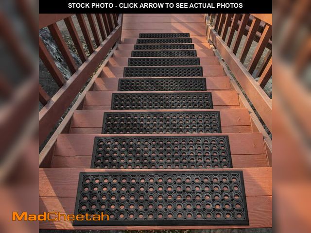 Lot 74-12670254 - Ottomanson Easy Clean, Waterproof, Low Profile Non-Slip Indoor/Outdoor Rubber Stair Treads, 10" x 30...