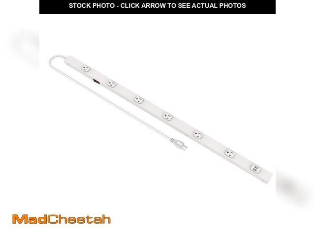 Lot 74-12851174 - Commercial Electric 6-Outlet 2 USB Power Strip, White - UNUSED