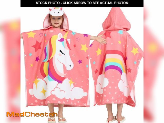 Lot 74-14060894 - Joiedomi Kids Beach Towels with Hood for 3-10 Years Boys Girls Unicorn Hooded Toddler Bath Towel Pon...