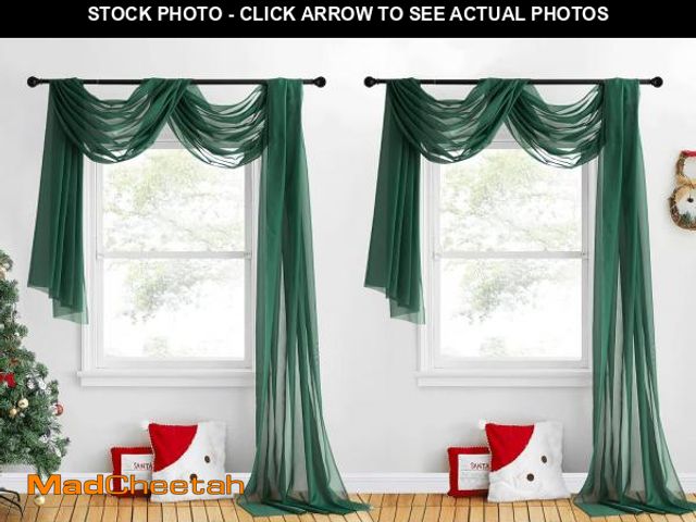 Lot 74-12329862 - NICETOWN Sante Green Decorative Window Scarfs for Christmans, Voile Sheer Curtains Flexible Valances...