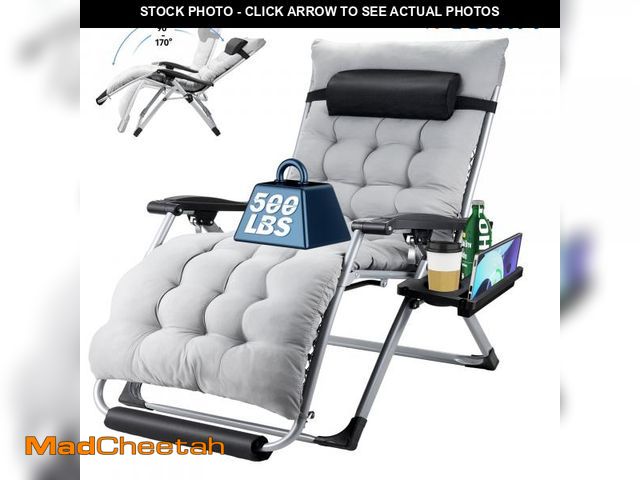 Lot 74-12155284 - VECUKTY XL Oversize Zero Gravity Chair - 500lb Capacity, 29-Inch Wide Padded Seat, Folding Travel Re...