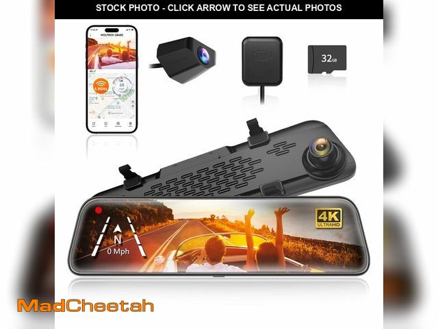 Lot 74-12718956 - WOLFBOX G840S 12" 4K Mirror Dash Cam Backup Camera, 5.8GHz WiFi Smart Rearview Mirror for Cars &amp;...