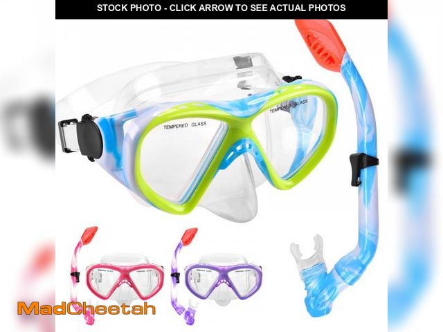 Lot 74-12308794 - Kids Snorkel Set Dry Top Snorkeling Gear for Kids Youth Boys Girls Junior Age 5-15,Tempered Glass Sw...