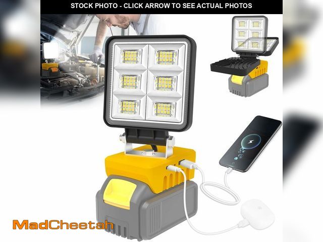 Lot 74-10908118 - T-SUN Battery Work Light for Dewalt 20V Battery, Portable Flood Light, 52W 5200LM Cordless LED Work ...