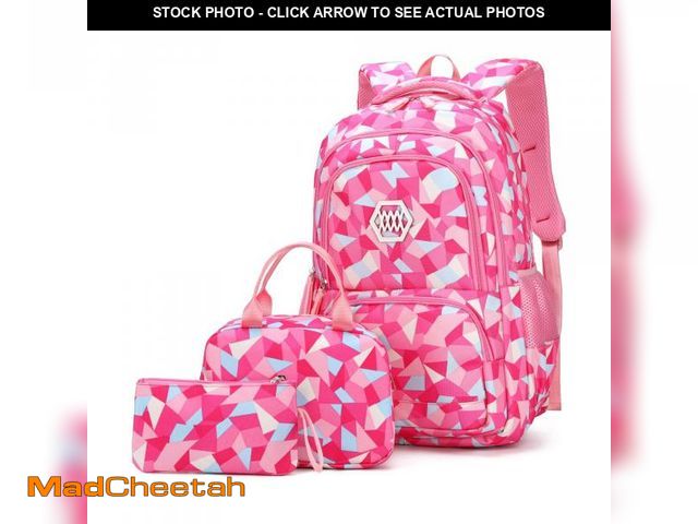 Lot 74-12110463 - 3Pcs Geometric Print School Backpack and Lunchbox Set for Girls, School Bag Girls Backpack for Schoo...