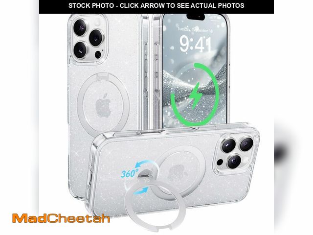 Lot 74-12498796 - CASEKOO Glitter 360ÃÂ° Spin Built-in Magnetic Stand for iPhone 16 Pro Case, Fit for MagSafe, 16FT D...