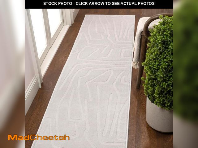 Lot 74-12510288 - JONATHAN Y Graphic Lines High-Low Runner Rug 2X8 White/Cream, Alcina Modern Scandinavian for Living ...