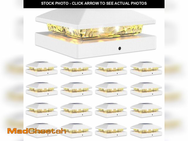 Lot 74-14273912 - VOLISUN 4x4 Solar Cap Lights 16-Pack, Outdoor Waterproof for Wooden/Vinyl Posts, White Deck Lights S...