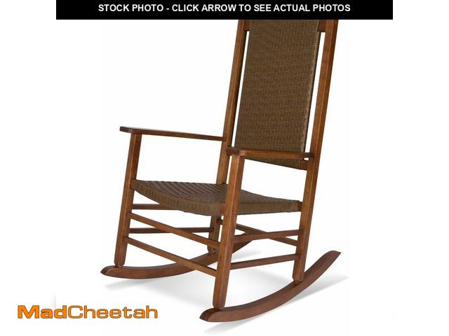 Lot 74-12633326 - Shine Company Hampton Porch Rocker, High Back Wood Rocking Chair, Rattan Backrest &amp; Seat, Oak - ...