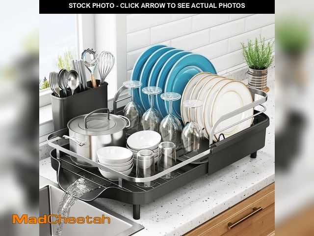 Lot 74-14272450 - SNTD Dish Drying Rack, Expandable Dish Rack for Kitchen Counter, Stainless Steel Dish Drainer with D...