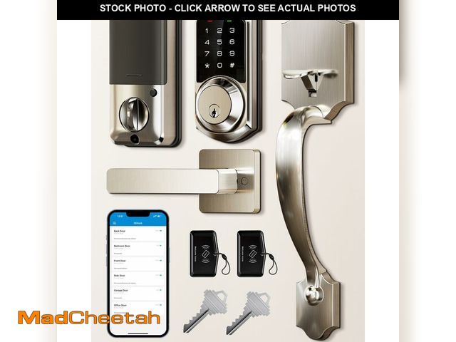 Lot 74-12966902 - Veise VE06-H Smart Front Door Lock Set, App Control, Keyless Entry Deadbolt with Lever Handle, Elect...