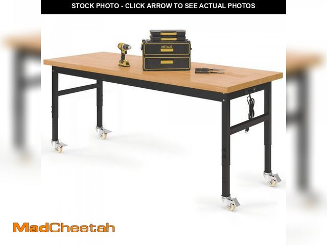 Lot 74-12155923 - NETAJE 60" Heavy-Duty Work Bench Adjustable Workbench Work Table 2000 lb Load Capacity w/ Power Outl...