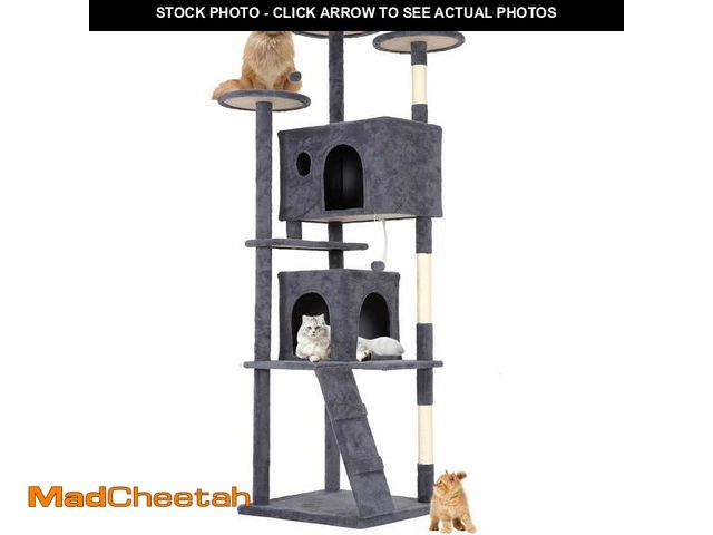 Lot 74-14324634 - Bestpet 81 in Dark Gray Multi-Level Cat Activity Center with Scratching Posts Condo House and Funny ...