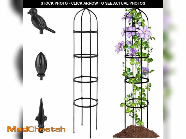 Lot 74-14144036 - 6FT Garden Obelisk Trellis for Climbing Plants,Adjustable 4-Tier Metal Plant Support,Rustproof Outdo...