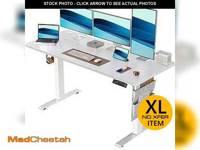 Lot 74-12567984 - HUANUO Electric Standing Desk, 55 x 28 Inch Height Adjustable Computer Desk with Storage Bag, 4 Heig...