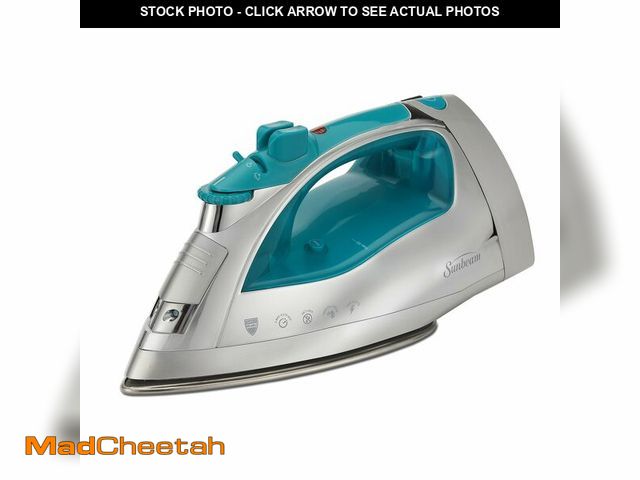 Lot 74-14065017 - Sunbeam Turbo Steam Iron 1400W Quick Heat Stainless Steel Soleplate Shot of Steam Horizontal and Ver...