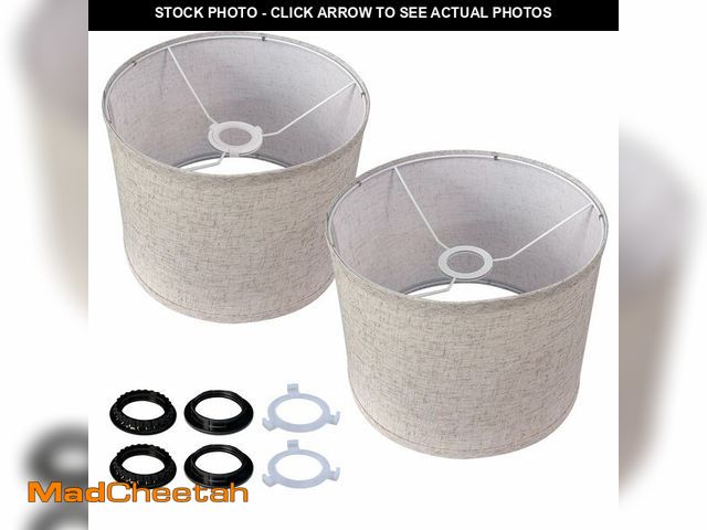 Lot 74-12969879 - Beige Linen Lampshade Set of 2, 11Ã¢â¬ËÃ¢â¬â¢ Diameter x 8.85Ã¢â¬ËÃ¢â¬â¢ Height Fabric Drum ...