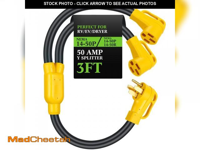 Lot 74-12308647 - Kanayu 50Amp 14-50 Y Splitter Adapter Cord ETL Listed 14-50P Male to 2X 14-50R Female 4 Prong 250V S...