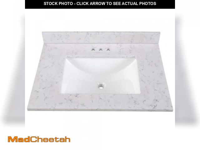 Lot 74-12462982 - Home Decorators Collection 31 in. W x 22 in. D Engineered Stone Composite White Rectangular Single S...