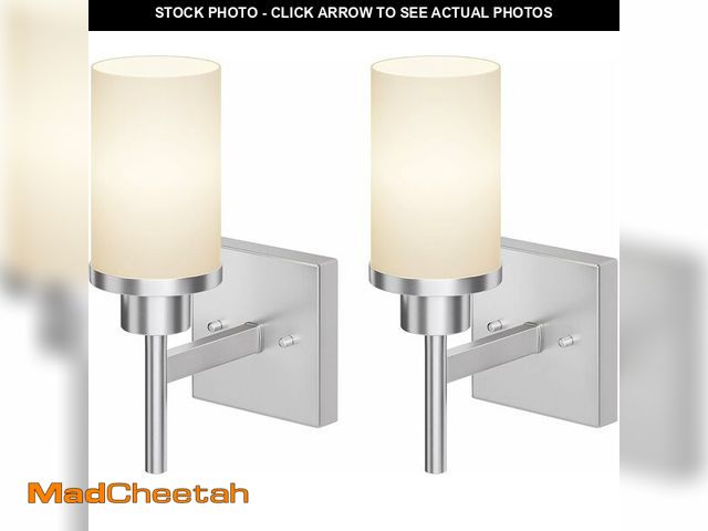 Lot 74-14347571 - AONEON Bathroom Light Fixtures Brushed Nickel Vanity Lights with White Frosted Glass Shade, Wall Lam...