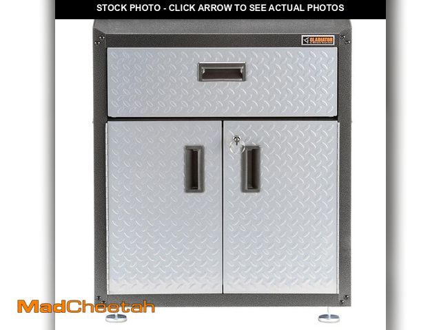 Lot 74-12994593 - Ready-to-Assemble Steel Freestanding Garage Cabinet in Silver Tread (28 in. W x 31 in. H x 18 in. D)...