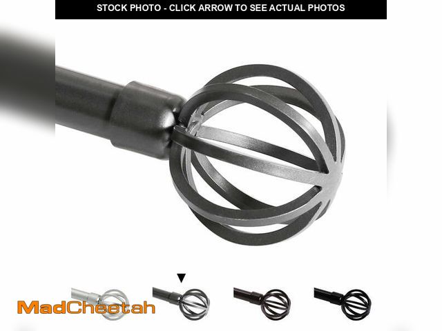 Lot 74-13816402 - Turquoize Standard Single Adjustable Window Curtain Rod Set 3/4 in Diameter with Round Cage Finials,...