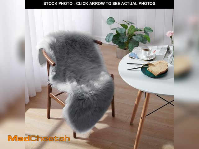 Lot 74-12510491 - Small Faux Fur Rug, 2x4 ft Ultra Soft Sheepskin Rug Chair Sofa Cover Seat Pad, Grey Fluffy Shag Rug ...