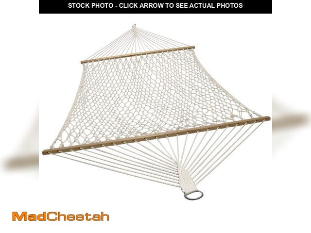 Lot 74-14115518 - Sunnydaze Double 12 ft. Free Standing 2-Person Cotton Rope Spreader Bar Hammock Bed - UNUSED