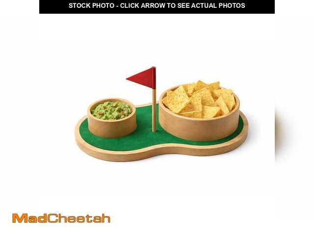 Lot 74-14426712 - Golf Chip and Dip Bowl Serving Set - Wooden Putting Green Snack Tray with Pin Flag, Funny Novelty Gi...