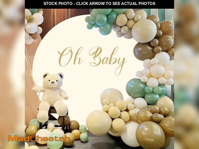 Lot 74-13628199 - Newleafly 7.2FT Round Backdrop Cover Beige Round Arch Cover and Oh Baby Decal Sign - Adjustable Span...