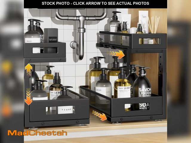 Lot 74-12599588 - 2-Pack Under Sink Storage Organizer, Large 2-Tier Elegant Mesh Pull Out Shelf for Kitchen and Bathro...