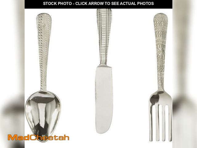 Lot 74-12827684 - Deco 79 Aluminum Metal Utensils Home Wall Decor Knife, Spoon and Fork Wall Sculpture, Set of 3 Wall ...