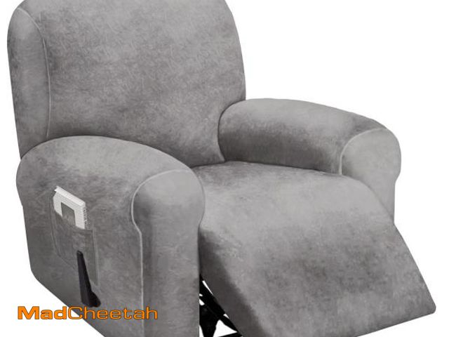 Lot 74-11558124 - ULTICOR 4-Piece, 1 Seat Recliner Cover, Velvet Stretch Reclining Chair Covers for 1 Cushion Reclinin...