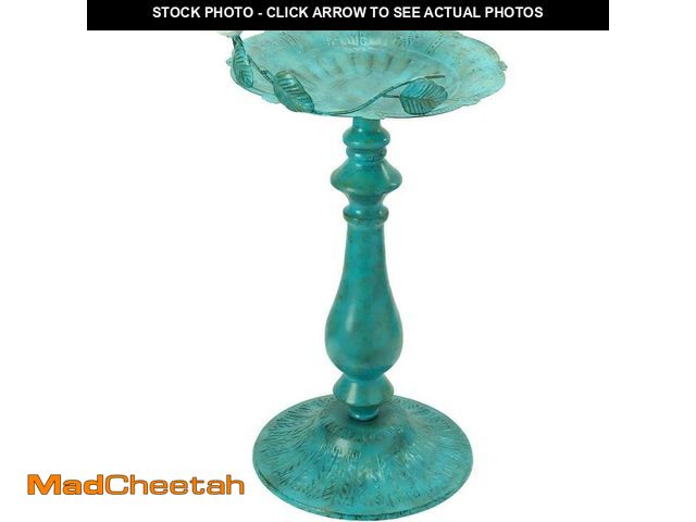 Lot 74-14254596 - OGETFUUR Bird Baths for Outdoors-Metal Bird Bath Bowl-Green Birdbaths Stand with Leaf and Bird Decor...