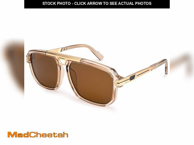 Lot 74-13568328 - Dollger Square Sunglasses for Men Fashion Trendy Punk Retro Champagne Frame Cool Shades - UNUSED